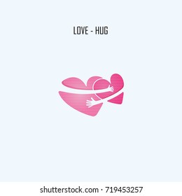 Love-Hug-Friends Forever vector logo design template.Aid and love sign.Wedding icon.Bridegroom and Bride idea concept.Family,man, woman,boy & girl,Boyfriend & girlfriend.Vector illustration