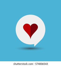 Lovel Speech Bubble Icon. Talk bubble heart vector.