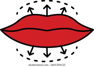 Lovelier Lips mit Dermal Filler Vektorgrafik Icon Design, Kosmetologie oder Kosmetologist Symbol, Ästhetiker oder Kosmetiker Zeichen, Schönheitsbehandlung Stock Illustration, Lippenaugmentation oder plump up concept
