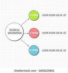 Lovely 3 Steps schedule design template. Infographic with option,topic, or step for business education grid paper presentation background