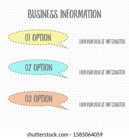 Lovely 3 steps schedule speech bubbles design template. Infographic with option,topic, or step for business education grid paper presentation.