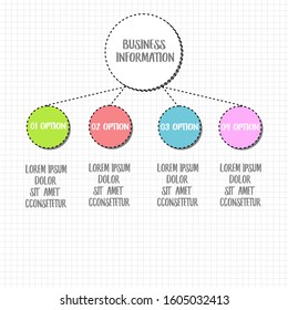 Lovely 4 Steps schedule design template. Infographic with option,topic, or step for business education grid paper presentation background