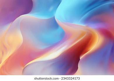 Lovely abstract background with vertical waves of opalescent fluid. Blue, purple, yellow pattern with soft transitions. Vector gradient mesh. Trendy wallpaper with rich color