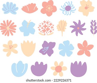 Lovely abstract flower shapes illustration set