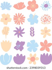 Lovely Abstract Flower Shapes Illustration Set