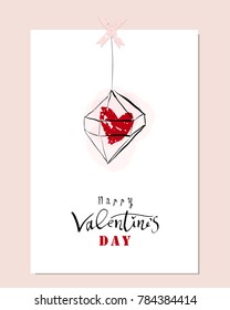Lovely Abstract Hand Drawn Unusual Valentine's Day Greeting Cards . Cute cartoon gentle background for invitations, gift tag, wrapping, anniversary, Valentine's days party, wedding