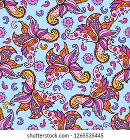 Lovely abstract paisley seamless pattern. 