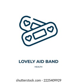 Lovely aid band icon. Linear vector illustration from health collection. Outline lovely aid band icon vector. Thin line symbol for use on web and mobile apps, logo, print media.