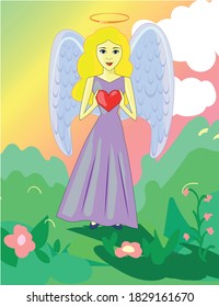 lovely angel girl gives her heart