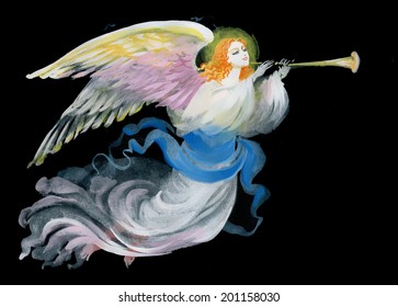 Lovely angel on a black background vector