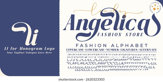 Lovely Angelica Fashion Serif Stylish Display Bold Font alphabet