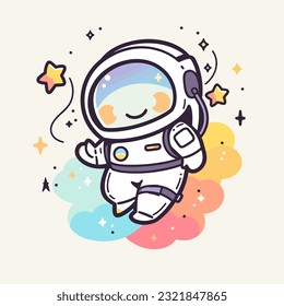 A lovely astronaut floating in space is depicted in an attractive image