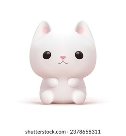 Lovely baby cat kitten kitty kawaii figurine 3d icon realistic vector illustration