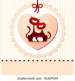 Lovely background with cats in love, vector