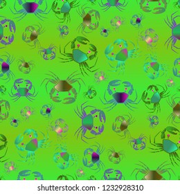 Lovely background crab multicolored pattern seamless.
