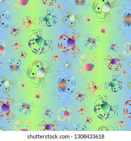Lovely background crab multicolored pattern seamless.