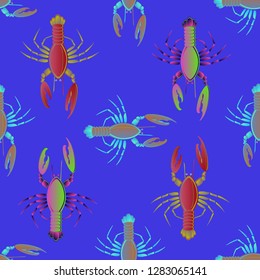Lovely background multicolor pattern seamless lobster.