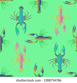 Lovely background multicolor pattern seamless lobster.