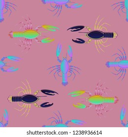 Lovely background multicolored pattern seamless lobster.