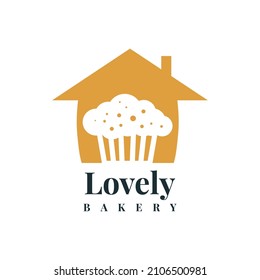 Lovely bakery house logo template design