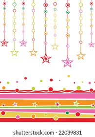 lovely banner, christmas background with hanging stars and snowflake