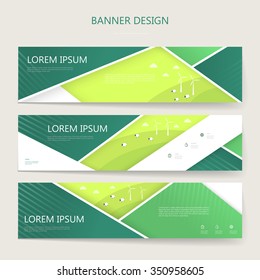 lovely banners set template design with geometric elements