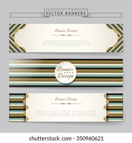 lovely banners set template design with stripe elements