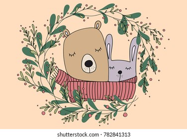 Lovely Bear and Bunny Couple