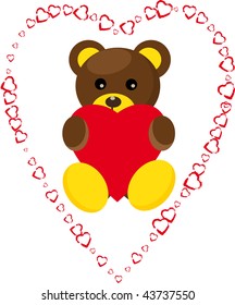 Lovely bear with heart in a hands