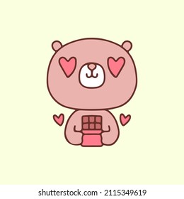 Lovely bear holding chocolate illustration. Vector graphics for t-shirt prints and other uses.