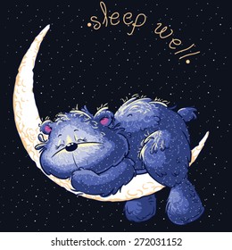 Agradable oso oso durmiendo en la luna