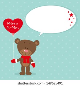 Lovely bear with speech bubble and heart balloon