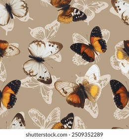 Bela e adorável borboletas padrão para tecido, papel de parede e mais