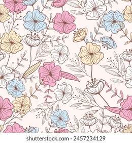 Lovely and Beautiful Spring Flowers Pattern for Fabric, Wallpaper, and More