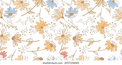 Lovely and Beautiful Spring Flowers Pattern for Fabric, Wallpaper, and More