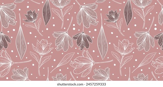 Patrón de flores de primavera encantadora y hermosa para tela, Fondo de pantalla y más