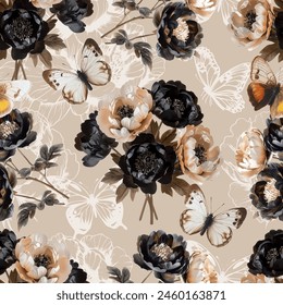 Patrón de flores de primavera encantadora y hermosa para tela, Fondo de pantalla y más