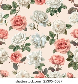 Padrão de flores de primavera adorável e bonito para tecido, papel de parede e mais