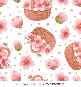 Lovely and Beautiful Spring Flowers Pattern for Fabric, Wallpaper, and More