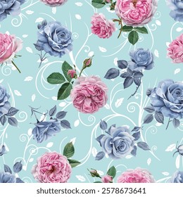Lovely and Beautiful Spring Flowers Pattern for Fabric, Wallpaper, and More
