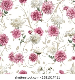 Lovely and Beautiful Spring Flowers Pattern for Fabric, Wallpaper, and More