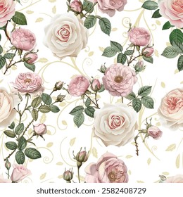 Lovely and Beautiful Spring Flowers Pattern for Fabric, Wallpaper, and More