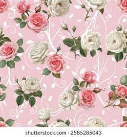 Lovely and Beautiful Spring Flowers Pattern for Fabric, Wallpaper, and More