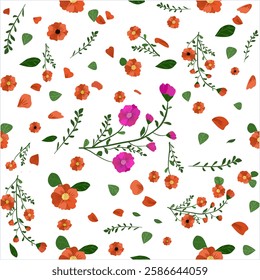 Lovely and Beautiful Spring Flowers ,Pattern for Fabric, Wallpaper,