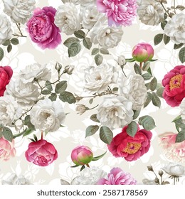 Lovely and Beautiful Spring Flowers Pattern for Fabric, Wallpaper, and More
