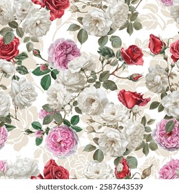 Lovely and Beautiful Spring Flowers Pattern for Fabric, Wallpaper, and More