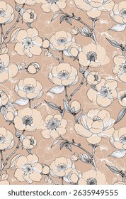 Patrón hermoso y hermoso de las flores de primavera para la tela, el Fondo de pantalla, y más