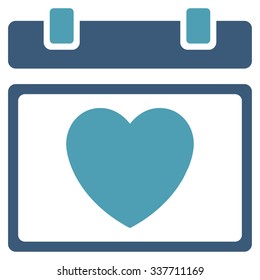 Lovely Binder Date vector icon. Style is bicolor flat symbol, cyan and blue colors, rounded angles, white background.