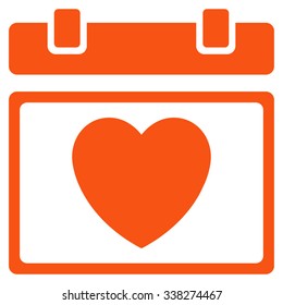 Lovely Binder Date vector icon. Style is flat symbol, orange color, rounded angles, white background.