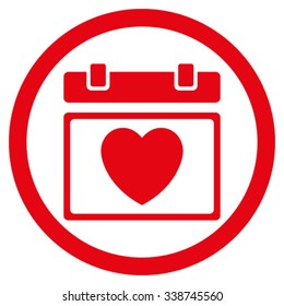 Lovely Binder Date vector icon. Style is flat rounded symbol, red color, rounded angles, white background.